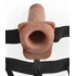 Полый реалистичный фаллопротез с вибрацией Hollow Rechargeable Strap-on with Balls 20 см мулат фото 3