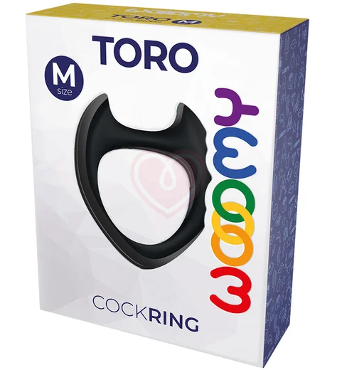 Эрекционное кольцо с двумя рожками Cnex Wooomy Toro M чёрное фото 3