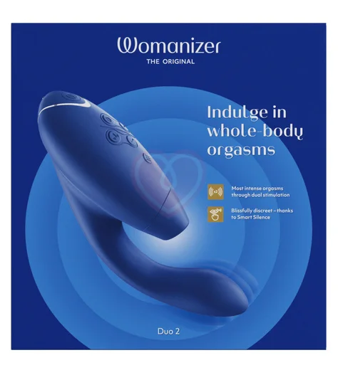 Вибратор с бесконтактной стимуляцией клитора Womanizer DUO 2 синий фото 6