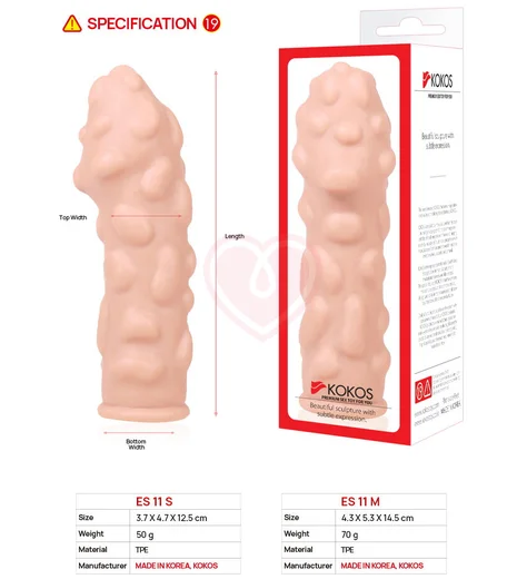 Стимулирующая насадка с крупными бугорками Kokos Extreme Sleeve ES-11-S фото 2