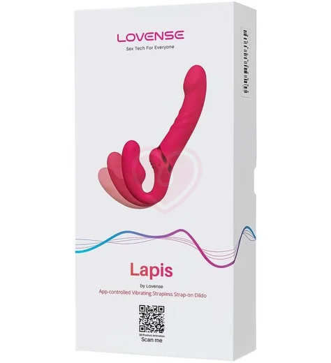Безремневой страпон Lapis Lovense с вибрацией красный фото 11