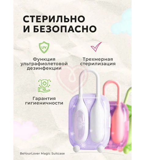 Вибратор с вакуумным клиторальным стимулятором BeYourLover Magic Suitcase белый фото 12