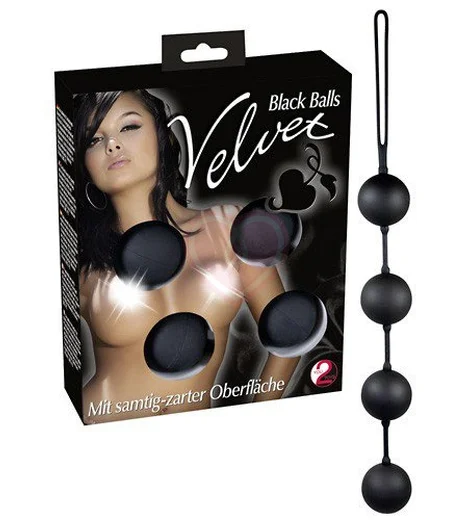 Силиконовые анальные шарики Velvet Balls Triple чёрные фото 3