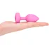 Анальная пробка с кристаллом сердцем и вибрацией b-Vibe Heart Shape Jewel Plug S/M розовая фото 5