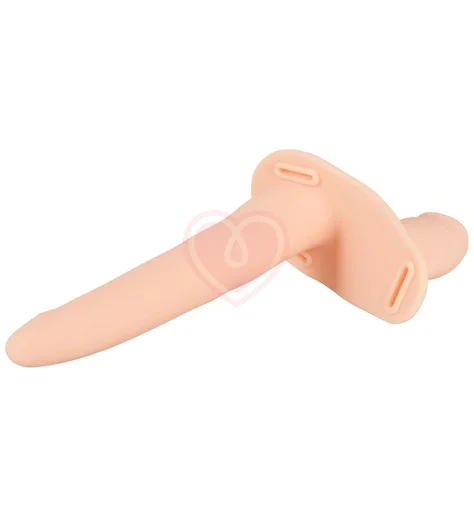 Гладкий двухсторонний страпон с вибрацией на ремешках Vibrating Double Strap-On фото 3
