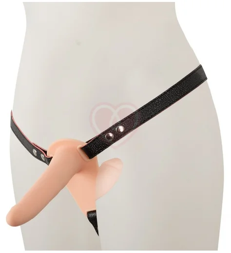 Гладкий двухсторонний страпон с вибрацией на ремешках Vibrating Double Strap-On фото 7