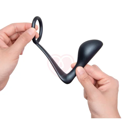 Анальная пробка с эрекционным кольцом Ringer Cock Ring Plug чёрный фото 5