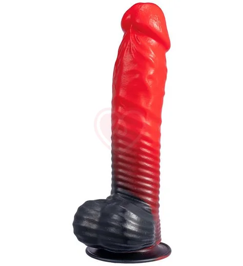 Реалистичный фаллоимитатор с подвижным внешним слоем Silexd Devil Red 20 см красный фото 2