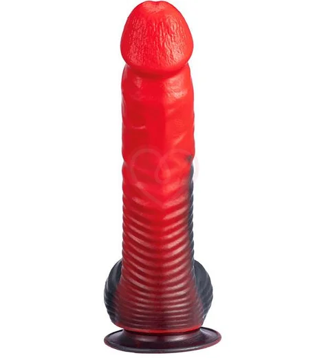 Реалистичный фаллоимитатор с подвижным внешним слоем Silexd Devil Red 20 см красный фото 4