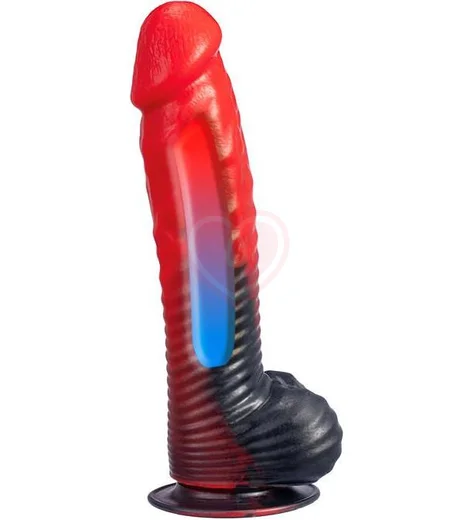 Реалистичный фаллоимитатор с подвижным внешним слоем Silexd Devil Red 20 см красный фото 5