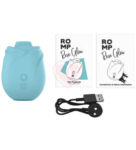 Вакуумный стимулятор в форме розы Romp Rose Glow голубой фото 5