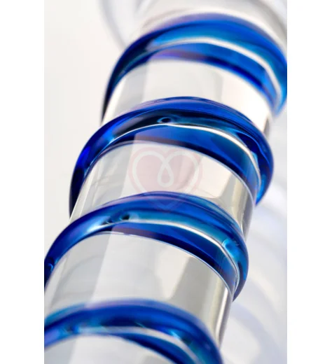 Стеклянный фаллоимитатор с синей спиралью Sexus Glass Twisted Power фото 3