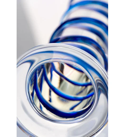 Стеклянный фаллоимитатор с синей спиралью Sexus Glass Twisted Power фото 4