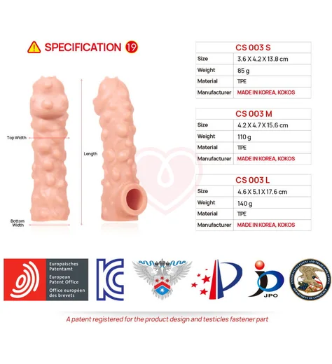 Насадка с крупными бугорками и отверстием для мошонки Kokos Cock Sleeve CS-003-S фото 2