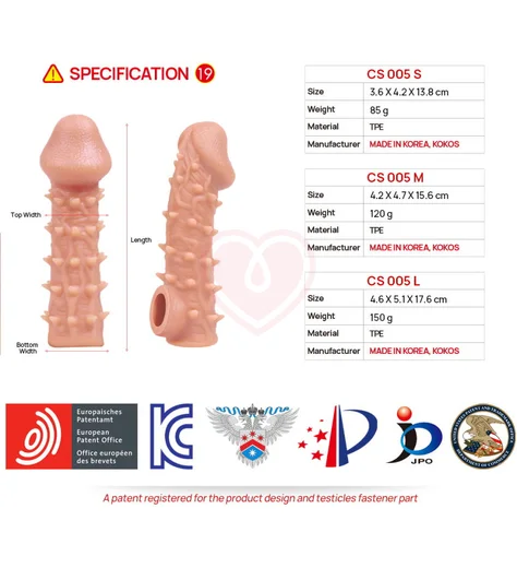 Насадка с бугорками и отверстием для мошонки Kokos Cock Sleeve CS-005-S фото 2