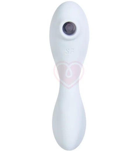 Вибратор с вакуумной стимуляцией Satisfyer Curvy Trinity 5+ и приложением голубой фото 5