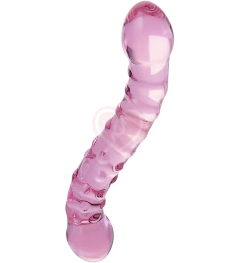 Двусторонний стеклянный фаллоимитатор с пупырышками Sexus Glass Double Pleasure фото 3