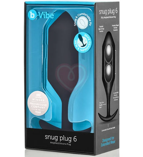 Утяжелённая анальная пробка для ношения b-Vibe Snug Plug 6 большая чёрная фото 2