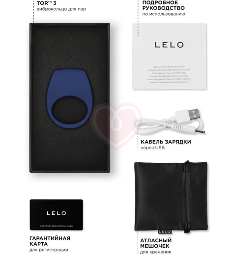 Эрекционное виброкольцо Lelo Tor 3 с управлением от приложения синее фото 3