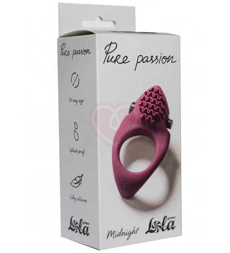 Эрекционное кольцо с вибропулей Pure Passion Midnight бордовое фото 3