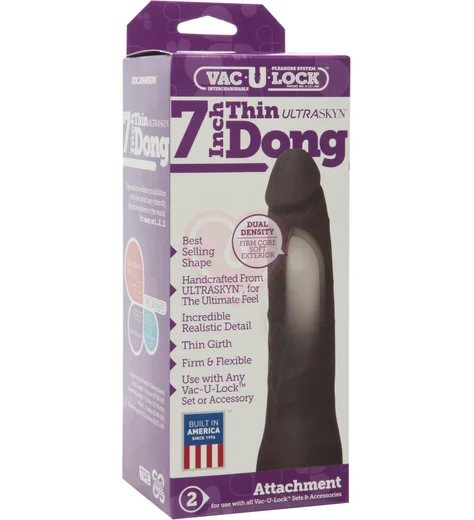 Насадка для страпона Vac-U-Lock Ultraskyn Thin Dong 16 см коричневая фото 2