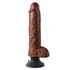 Гнущийся вибратор реалистик на присоске с мошонкой King Cock Vibrating 20 см коричневый фото 3