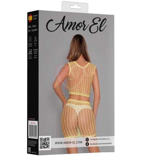 Сетчатый комплект Amor El из топа и юбки жёлтый фото 4