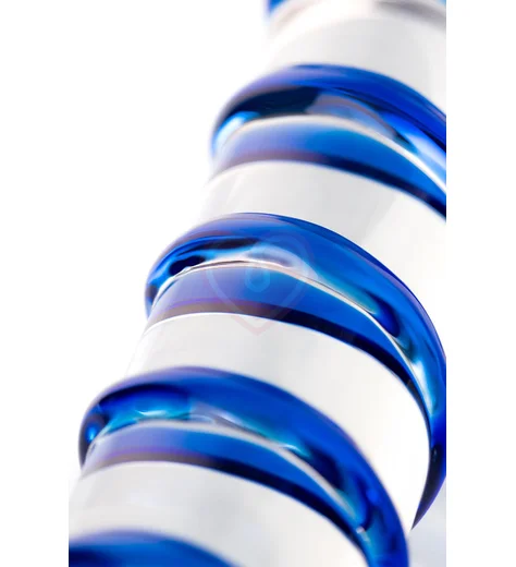 Стеклянный фаллоимитатор с цветной головкой и синей спиралью Sexus Glass Lovers Beads фото 5
