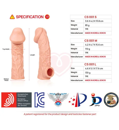 Реалистичная насадка с отверстием для мошонки Kokos Cock Sleeve CS-001-S фото 2