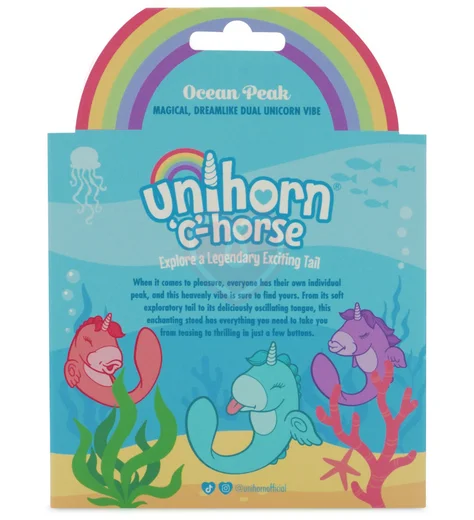 Двусторонний вибратор Unihorn C Horse Ocean Peak со стимуляцией язычком голубой фото 3
