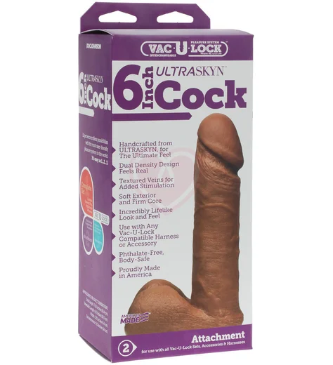 Реалистичная насадка для страпона Vac-U-Lock Ultraskyn Cock 16 см мулат фото 2