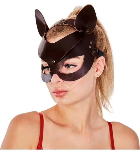 Кожаная маска Кошечки Sitabella коричневая фото 3