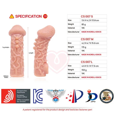 Насадка с бугорками и отверстием для мошонки Kokos Cock Sleeve CS-007-S фото 2