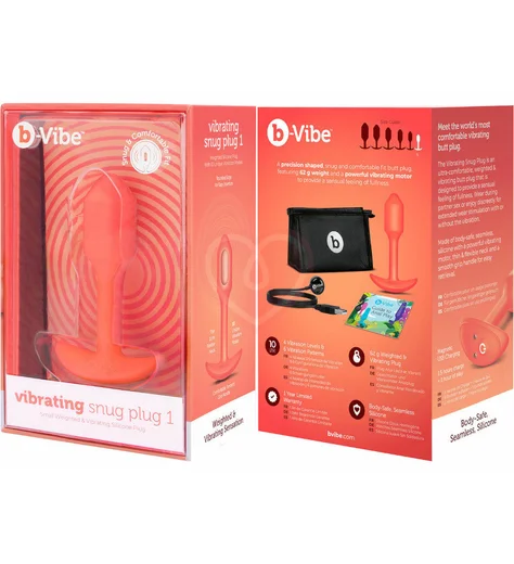 Утяжелённая вибропробка b-Vibe Vibrating Snug Plug 1 мини оранжевая фото 2