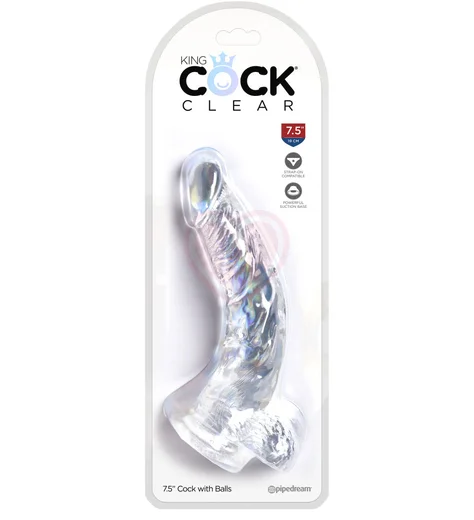 Гелевый фаллоимитатор изогнутой формы King Cock Clear 16 см прозрачный фото 2