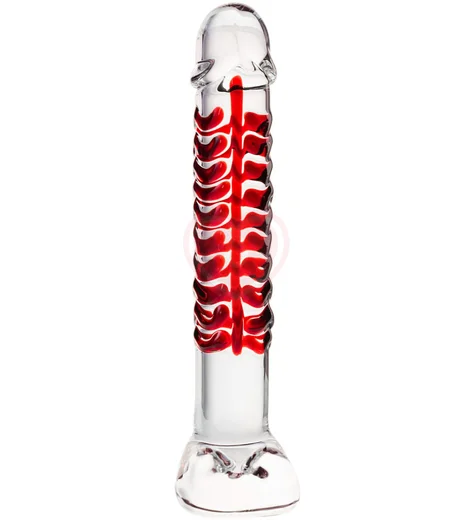 Стеклянный фаллоимитатор с мошонкой Sexus Glass Red Devil фото 2