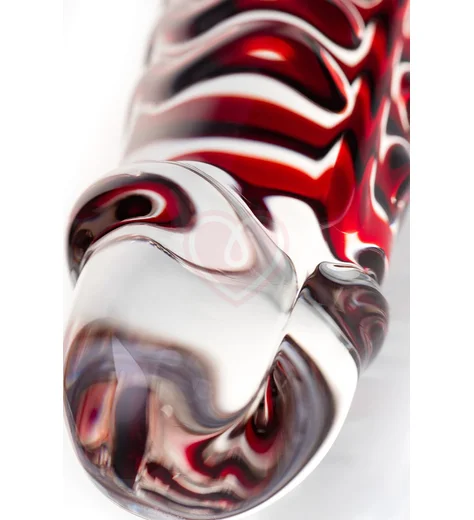 Стеклянный фаллоимитатор с мошонкой Sexus Glass Red Devil фото 6