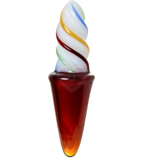 Двусторонняя анальная пробка в виде леденца Sexus Glass коричневая фото 2
