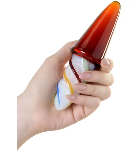 Двусторонняя анальная пробка в виде леденца Sexus Glass коричневая фото 3
