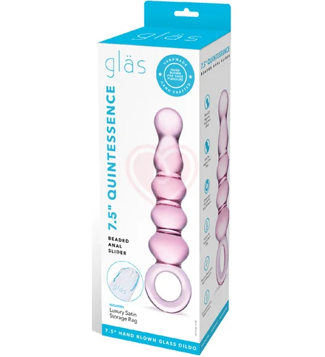 Стеклянный рельефный анальный стимулятор Glas Quintessence Anal Slider розовый фото 2