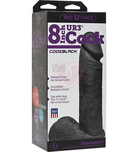 Насадка фаллоимитатор Vac-U-Lock CodeBlack Ultraskyn Cock 18 см черная фото 2