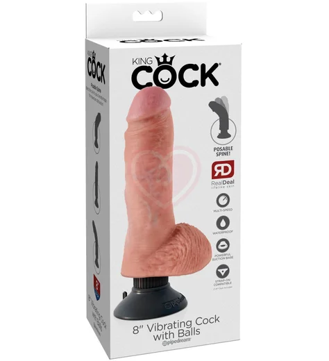Гнущийся вибратор реалистик на присоске с мошонкой King Cock Vibrating 15 см телесный фото 4
