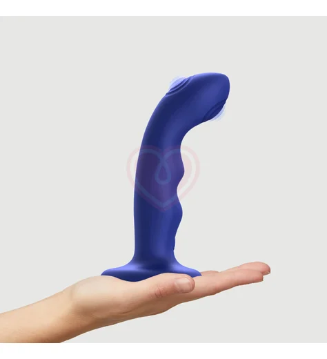 Вибратор с пульсирующей головкой Strap-On-Me Tapping Dildo Wave M синий фото 11