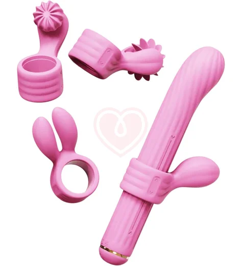 Вибратор с 4 насадками Otouch Magic Stick S1 Plus розовый фото 1