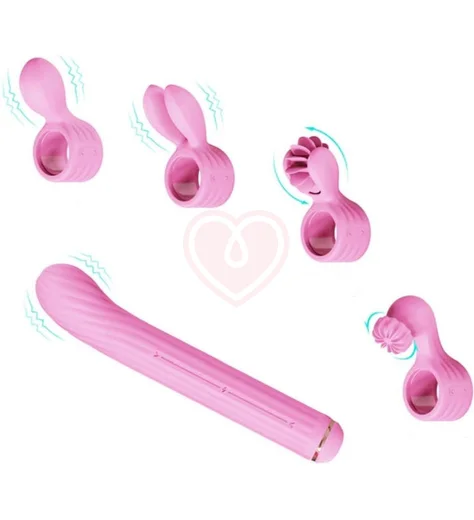 Вибратор с 4 насадками Otouch Magic Stick S1 Plus розовый фото 3