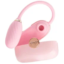 Виброяйцо с вакуумным стимулятором в кейсе Otouch Louis Vibrate розовое