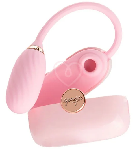 Виброяйцо с вакуумным стимулятором в кейсе Otouch Louis Vibrate розовое фото 1