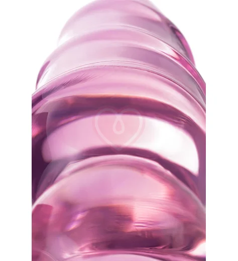 Стеклянная анальная пробка с рельефной головкой Sexus Glass розовая фото 3