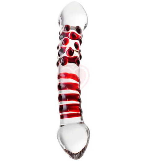 Стеклянный фаллоимитатор двойной Sexus Glass Bordeaux фото 1