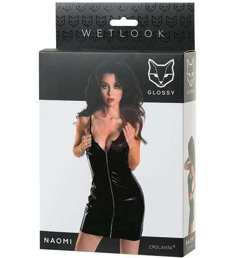 Платье на молнии Glossy Naomi из материала Wetlook чёрное фото 5